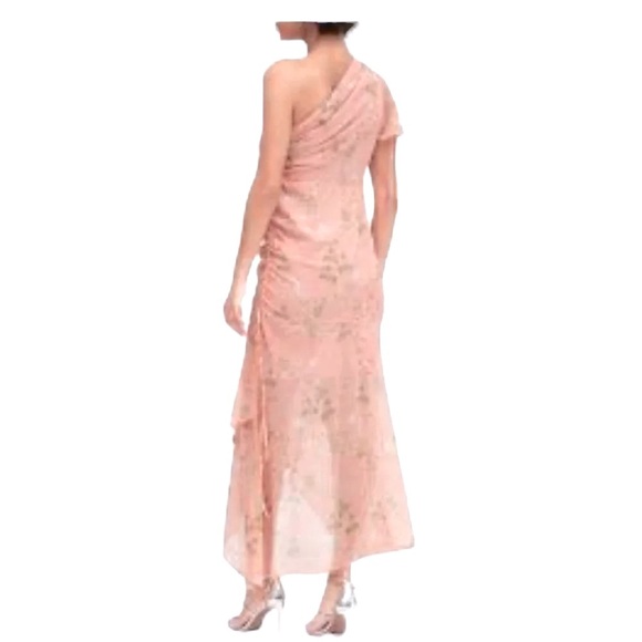 New size 10 banana republic one shoulder pink dress. Sweet southern print. - Picture 2 of 9